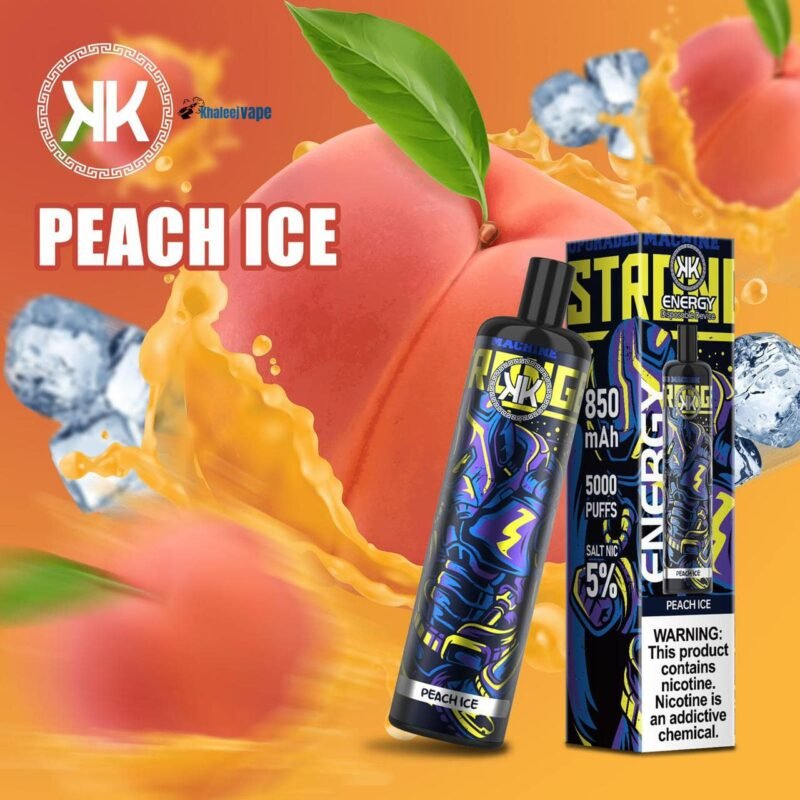 PEACH ICE ENERGY VAPE 5000 PUFFS100 ORIGINAL DISPOSABLE KHALEEJ
