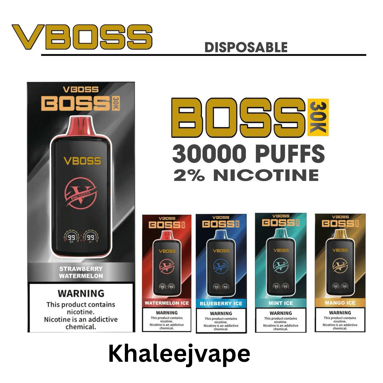 VBOSS BOSS 30000 Puffs Disposable Vape 2% Nicotine – Dubai UAE